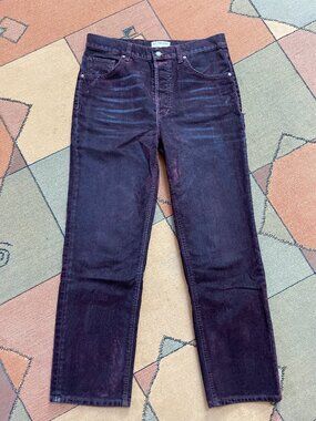 We The Free Flocked Deep Purple Boho Jeans | Button Fly | Size 28